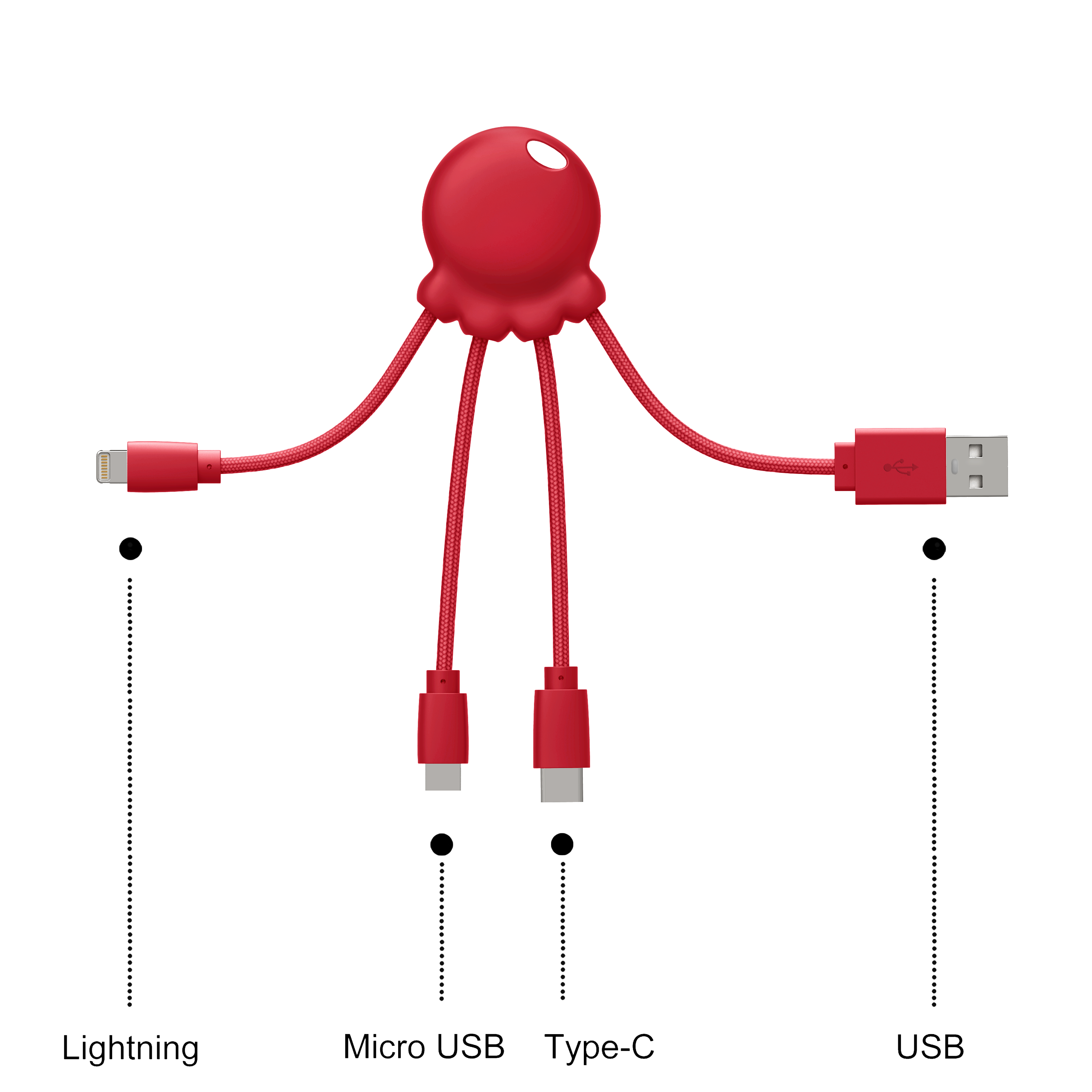 Xoopar - 🔌OCTOPUS Recycled - Multi kabel Rood🔌